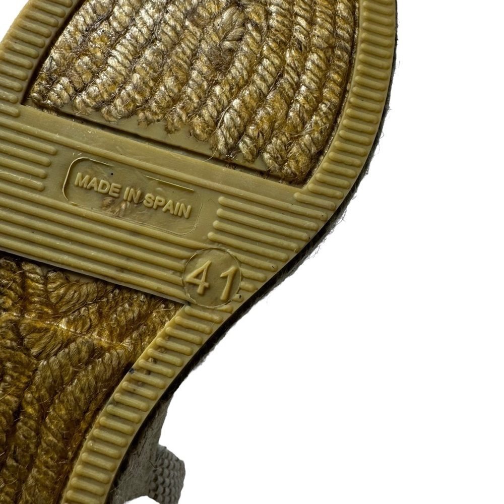 Maypol NEW Crochet Espadrille Wedge Sandals Peep Toe Ankle Wrap Cream Size 41 - Picture 13 of 13